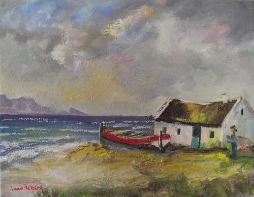 A PLEASANT DAY FOR FISHING (Oil on stretched canvas)