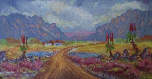 ALOE BOLAND MOUNTAINS (610mm x 320mm oil on canvasboard)