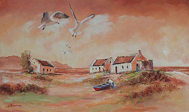 LOUIS PRETORIUS  >> Fisherman's Cottages (850mmx510mmx40mm)