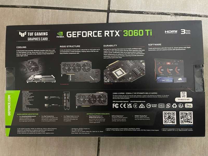 Asus GeForce RTX 3060 Ti TUF Gaming OC  8GB GDDR6 256-bit PCI-E 4.0 with WARRANTY