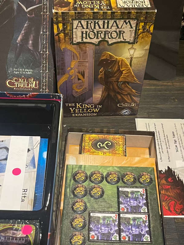 Arkham Horror Board Game + Dunwich Horror + Yellow King Expansion (Contents Sealed and Unpunched)