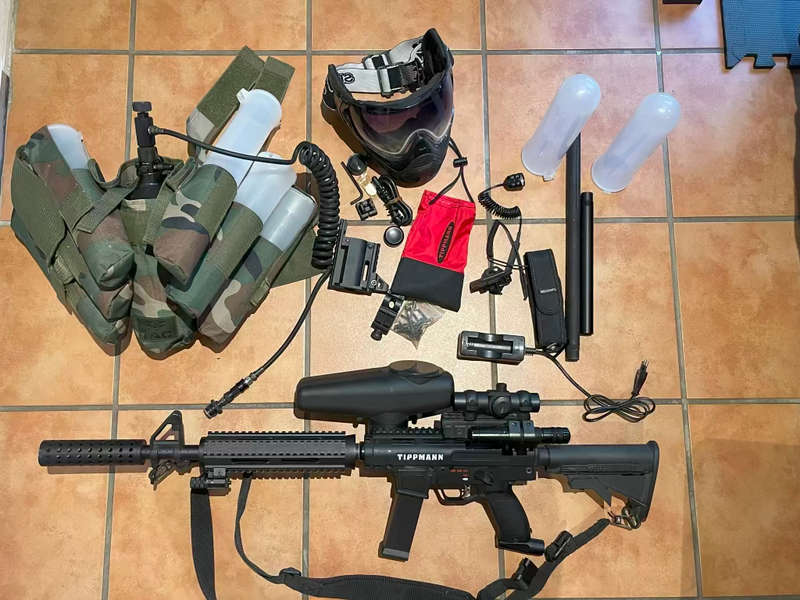 Tipmann  X7 Phenom Military Style Upgrades, Auto Fire Paintball Gun (Used once)