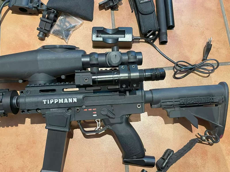 Tipmann  X7 Phenom Military Style Upgrades, Auto Fire Paintball Gun (Used once)