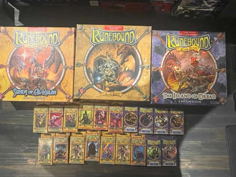 Runebound: Second Edition +Island of Dread + Sands of Al-Kalim +19 Expansions Sealed RARE Board Game