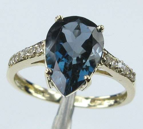 **R68723** 4.5ct London Blue Topaz & diamond solitaire ring in 14kt solid yellow gold! Bargain!!