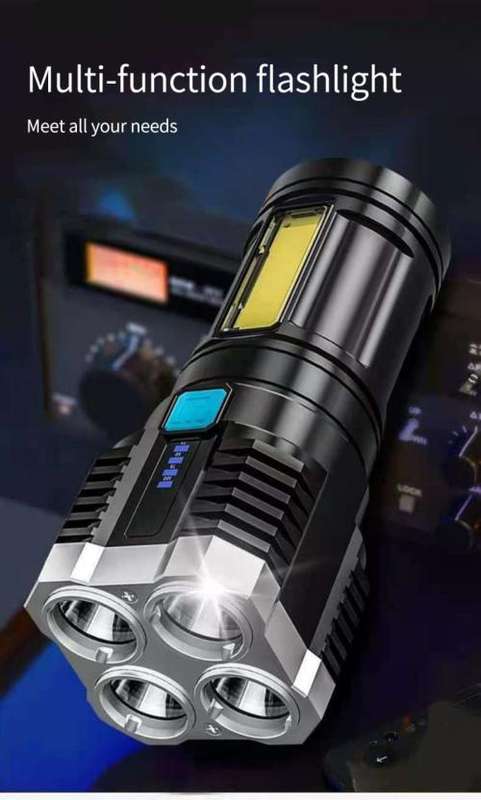 4-core LED Flashlight Strong Light USB Rechargeable 1200Ma Battery Super Bright