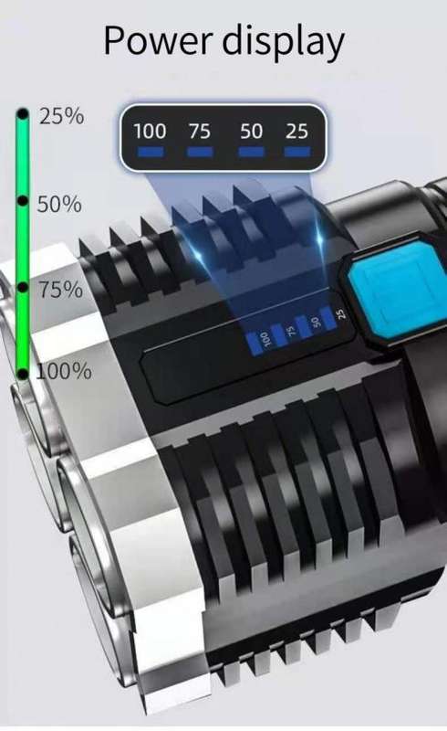 4-core LED Flashlight Strong Light USB Rechargeable 1200Ma Battery Super Bright