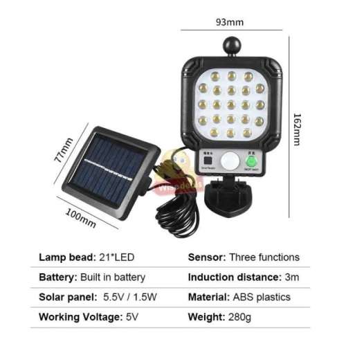 Super Bright Solar Split LED Wall Light, Build in Battery, 3 Selection Modes, No Electricity needed