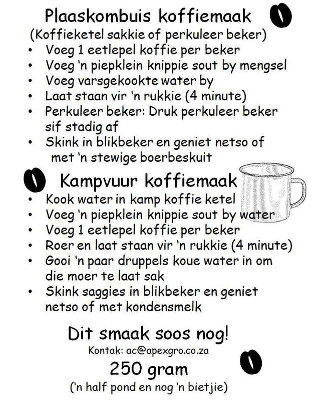 Bosveld Koffie - 100% gemaalde suiwer Honduras Arabica koffie