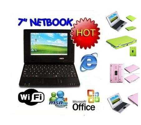 **FREE OVERNIGHT SHIPPING** Mini 7" LCD Black WiFi Laptop Notebook Windows CE 2GB HD
