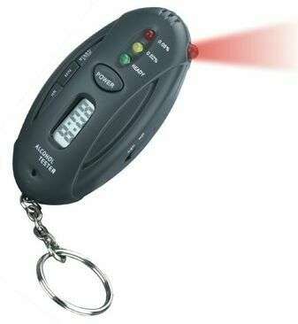 Mini Alcohol Tester Breathalyzer Timer LED Light Keychain