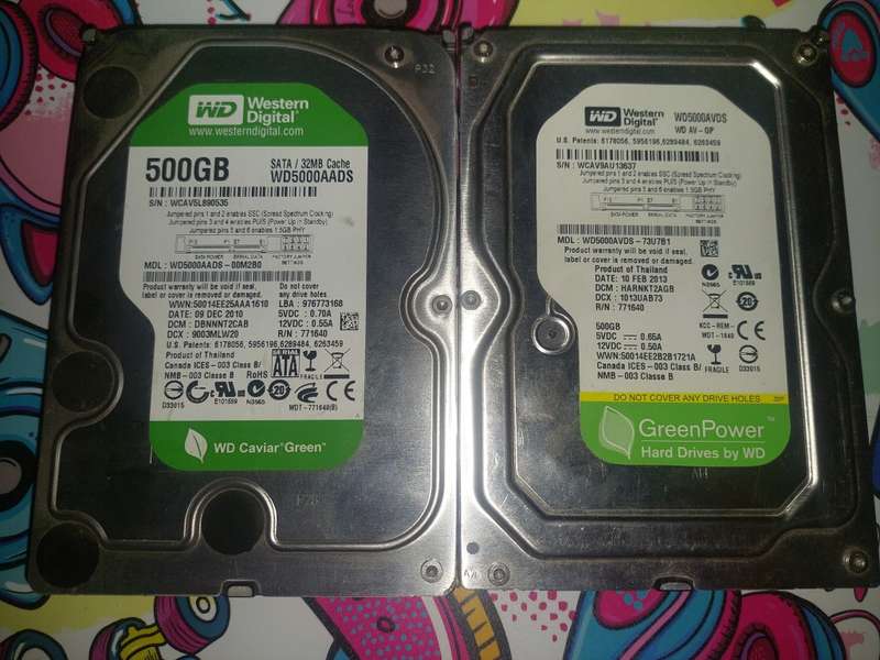 2 X 500GB Western Digital Green HDD (One Bid For Both)