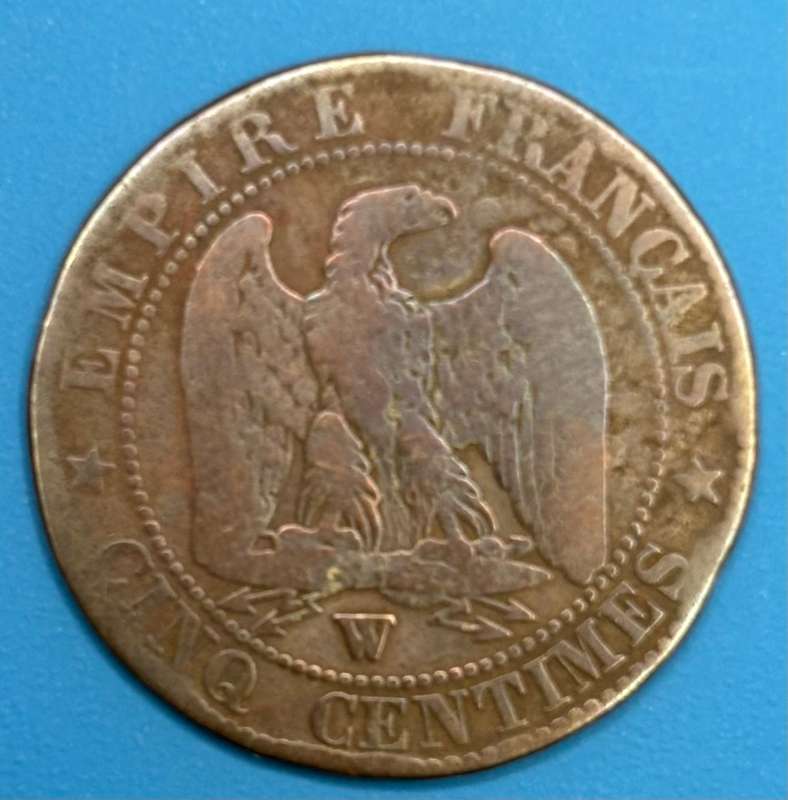 FRANCE, 1855 Napoleon 5 Centimes Coin