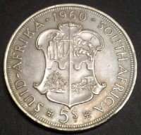 South Africa Five Shillings Coin 1960