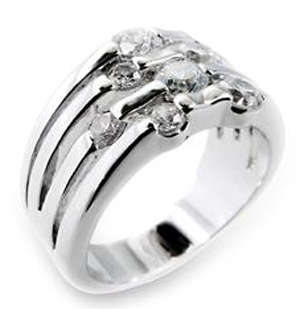 BEAUTIFUL SIMULATED DIAMOND 18K WHITE GOLD PLATED RING