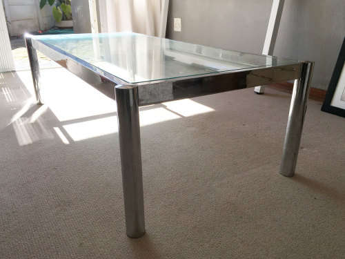 Chrome and glass coffee table R400