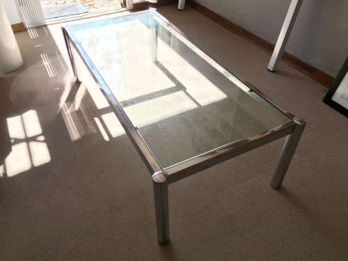 Chrome and glass coffee table R400