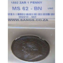 1892 PENNY BN MS62 --