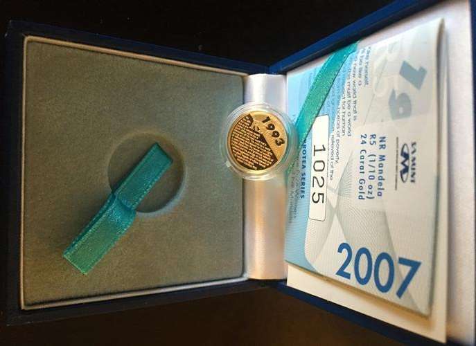 2 X 2007 GOLD ONE TENTH MANDELA COINS