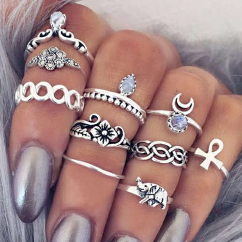 Retro 10pcs Knuckle Rings Jewelry Set