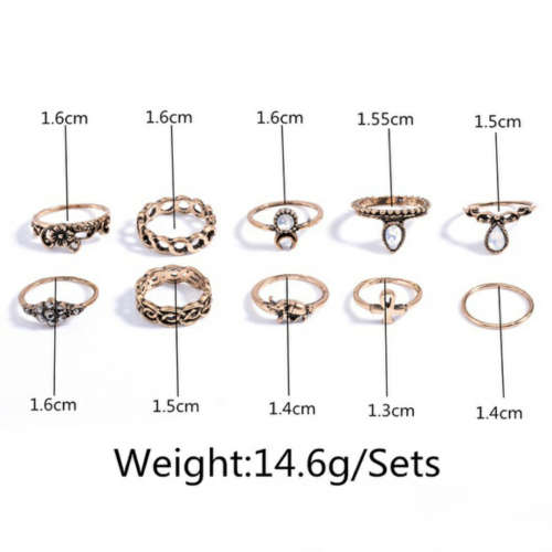 Retro 10pcs Knuckle Rings Jewelry Set
