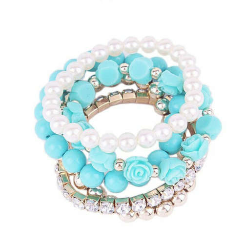 Pearl Rose Bangle set - blue