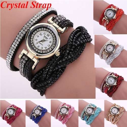 Rhinestone Bracelet Wrap Plat watch