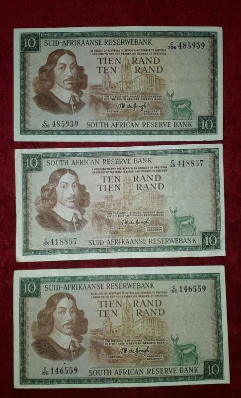 10RAND BANK NOTES X3