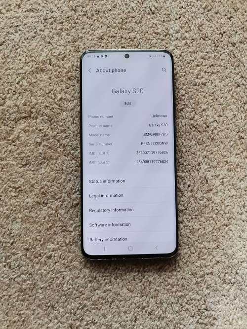 Samsung S20 128gb dual sim 8gb Ram
