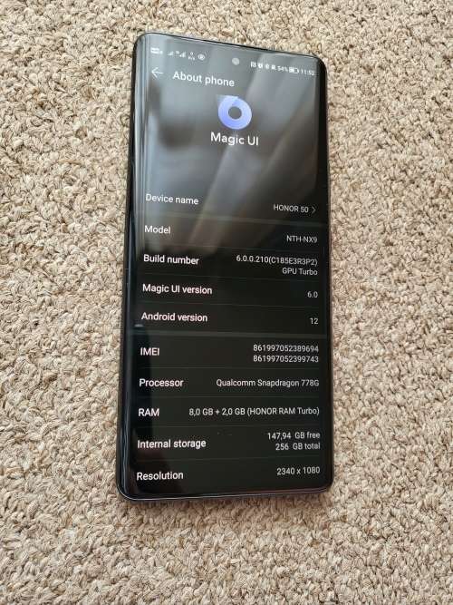 HONOR 50 5G 256GB 10GB RAM Single Sim - Midnight Black