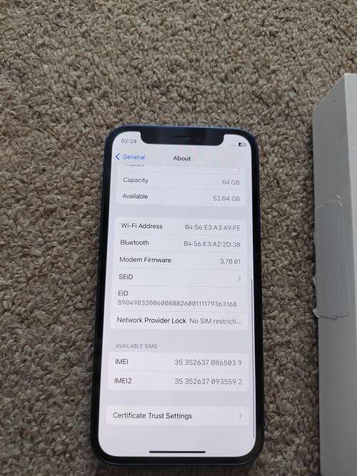 iPhone 12 mini 64gb with box and cover