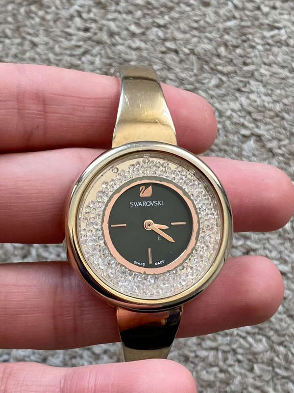 Original Swarovski Crystalline Pure Ladies Quartz Watch Gold Tone 34mm