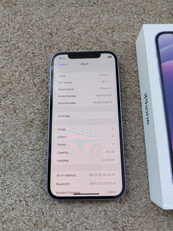 iPhone 12 64gb Dual SIM with box Immaculate condition