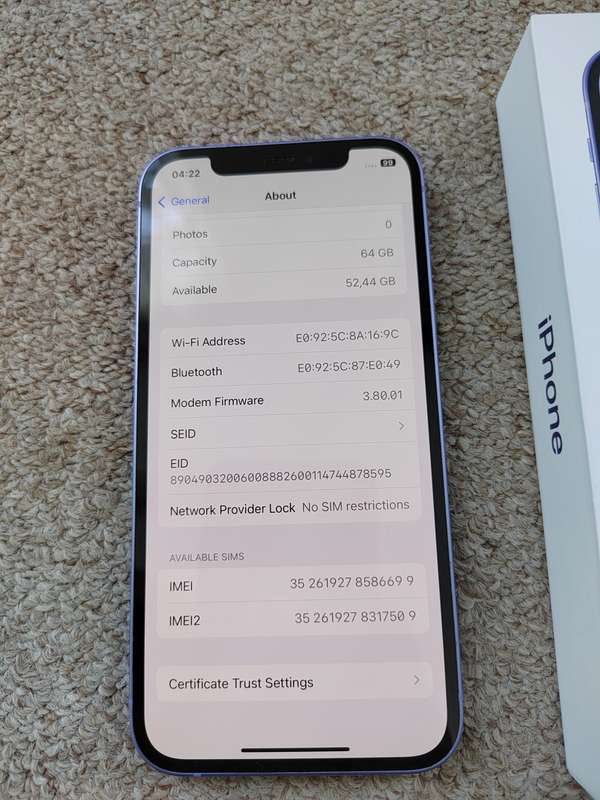 iPhone 12 64gb Dual SIM with box Immaculate condition