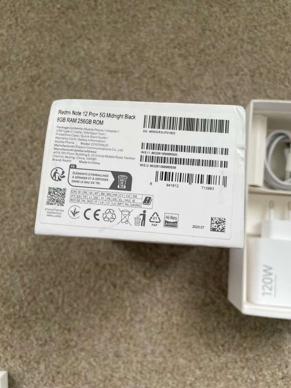 Xiaomi Redmi note 12 pro +PLUS 5G 256GB 11GB ram with box and original charger