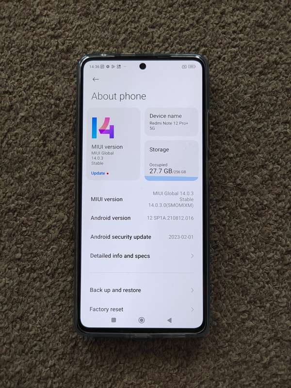 Xiaomi Redmi note 12 pro +PLUS 5G 256GB 11GB ram with box and original charger