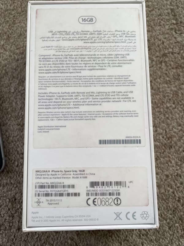 Iphone 6s 16gb with box