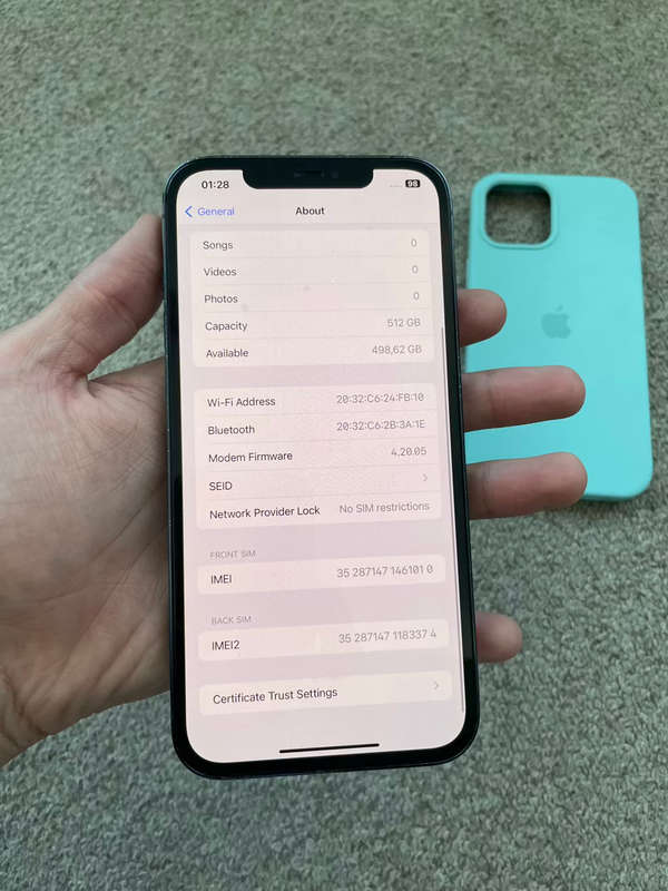 Iphone 12 pro max 512gb Physical DUAL sim good condition with cover
