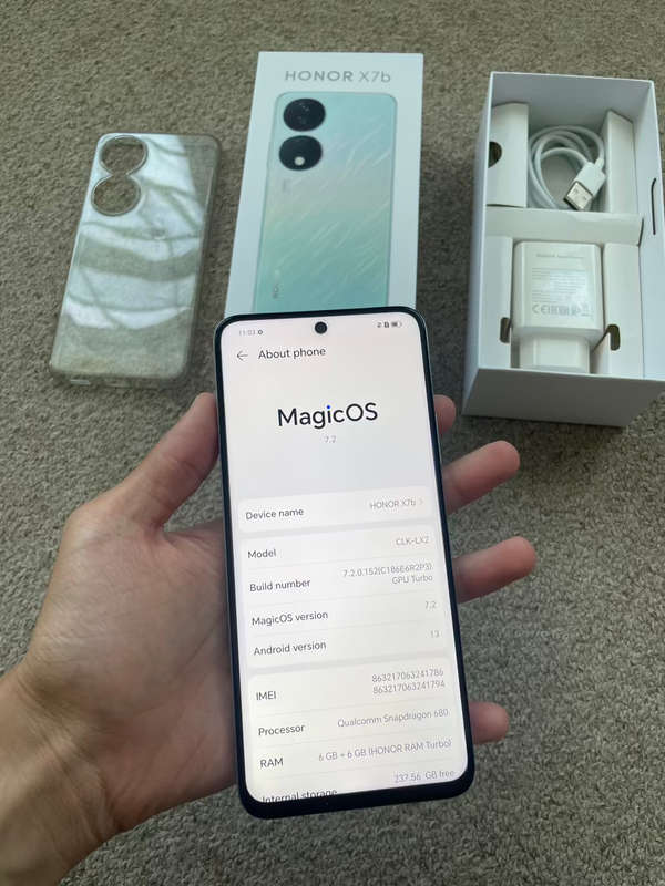 Honor X7B 256gb 12gb ram Immaculate condition with box and charger