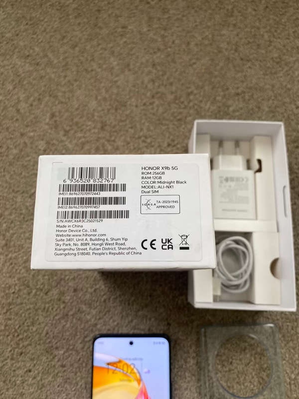Honor X9b 5G Dual Sim 256GB 20GB RAM BRAND NEW OPEN BOX with box and charger- Midnight Black