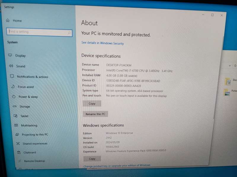 HP i7 6th gen Desktop 600 G3 Intel core i7-6700, 3.40GHz 4GB RAM, 500GB HDD