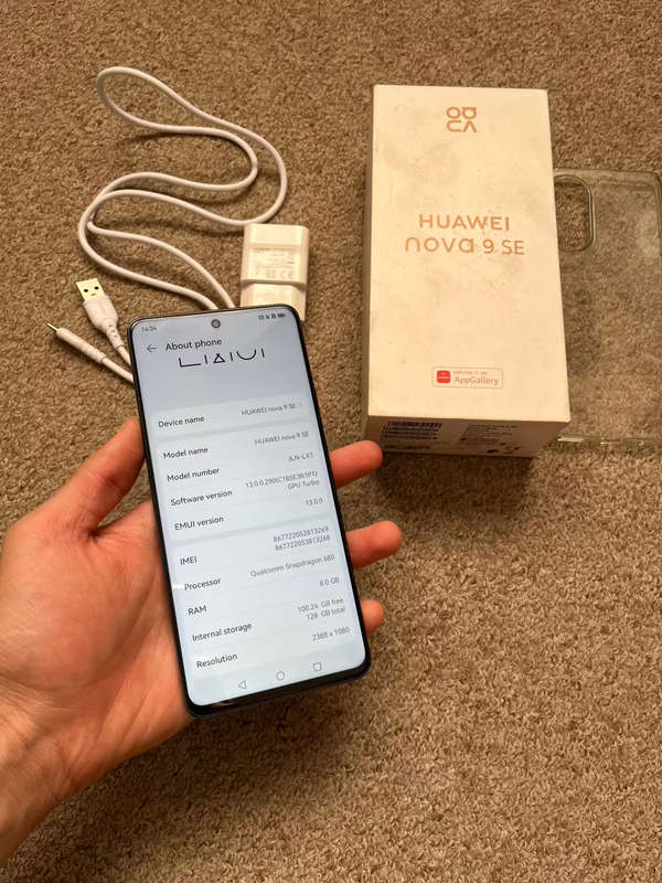 Huawei nova 9 SE dual sim 128gb 8gb ram with box and cover