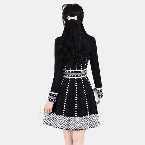 Women One Piece Long Knit Dress Black - XL