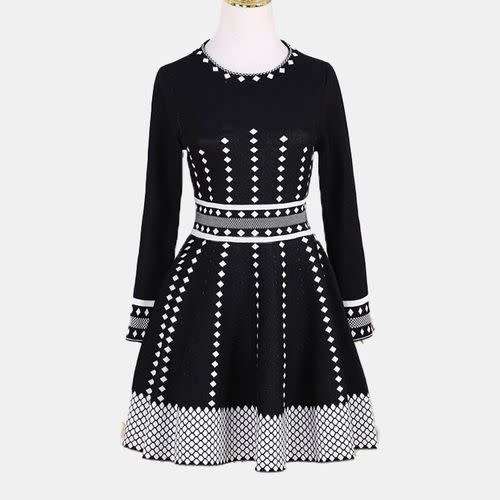 Women One Piece Long Knit Dress Black - XL
