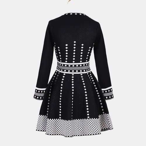 Women One Piece Long Knit Dress Black - XL