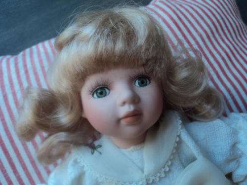 Porcelain Collector Doll All in White with Leather Shoes with Buckles