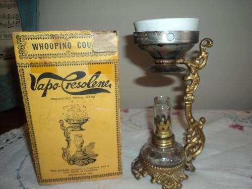1893 VAPO CRESOLENE OIL LAMP IN ORIG BOX WITH DIRECTIONS IN ENG AND AFR