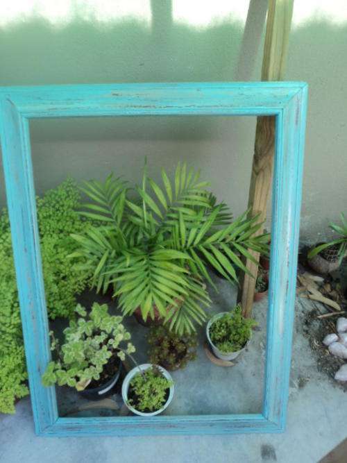 X LARGE - VINTAGE - UPCYCLED - RUSTIC - SHABBY CHIC OAK FRAME - TRI COLOR