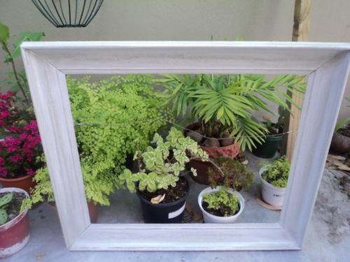 LARGE - VINTAGE - UPCYCLED - RUSTIC - SHABBY CHIC OAK FRAME - TWO TONE COLOR