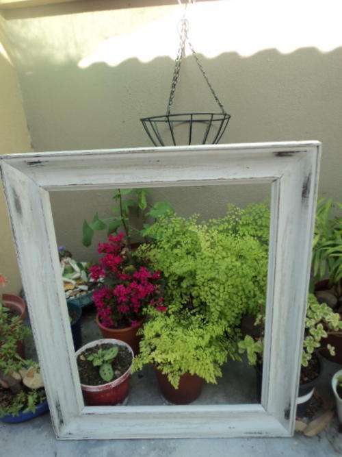 LARGE - VINTAGE - UPCYCLED - RUSTIC - SHABBY CHIC OAK FRAME - TWO TONE COLOR